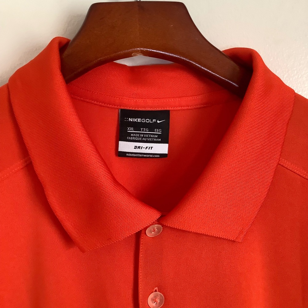 Nike Golf Mens XXL Dri-FIT Short Sleeve Polo Shirt Orange Performance Top